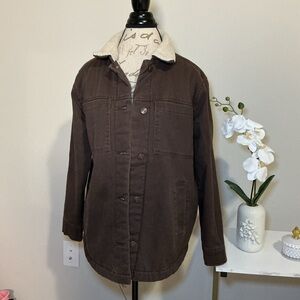 Brown Sherpa-Lined Jacket